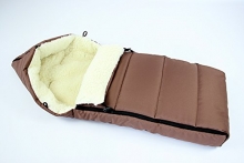 Babys-Dreams Winterfußsack 100% Lammwolle für Kinderwagen 108cm / Buggy Wintersack Fußsack 108cm Lamm Wolle BRAUN liniert